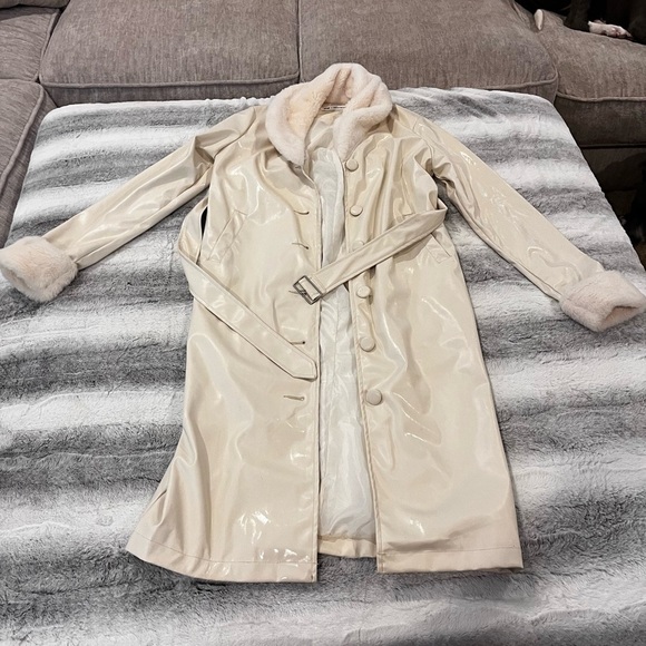 12th Tribe x The Salty Blonde cream long fur lined pea coat - Picture 2 of 10